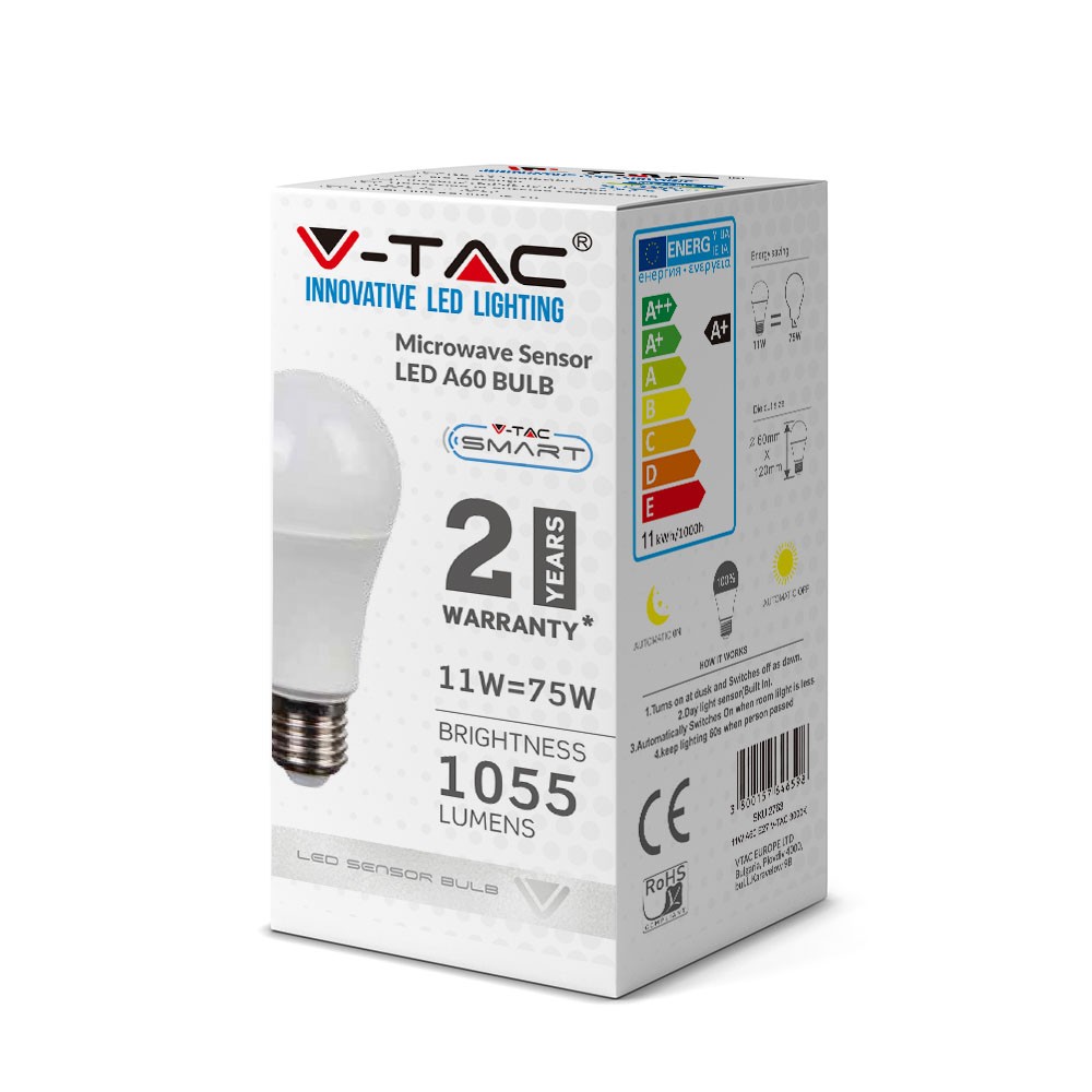 Bec LED 11W E27 A60 RA80 Senzor Microunde 4000K - 1 | YEO