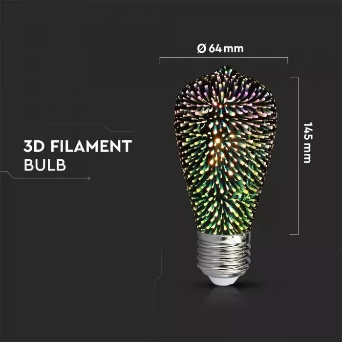 Bec LED 3W E27 cu Filament 3D ST64 3000K - 3 | YEO