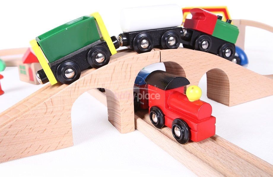 Linie de tren din lemn 49buc EcoToys - 1 | YEO