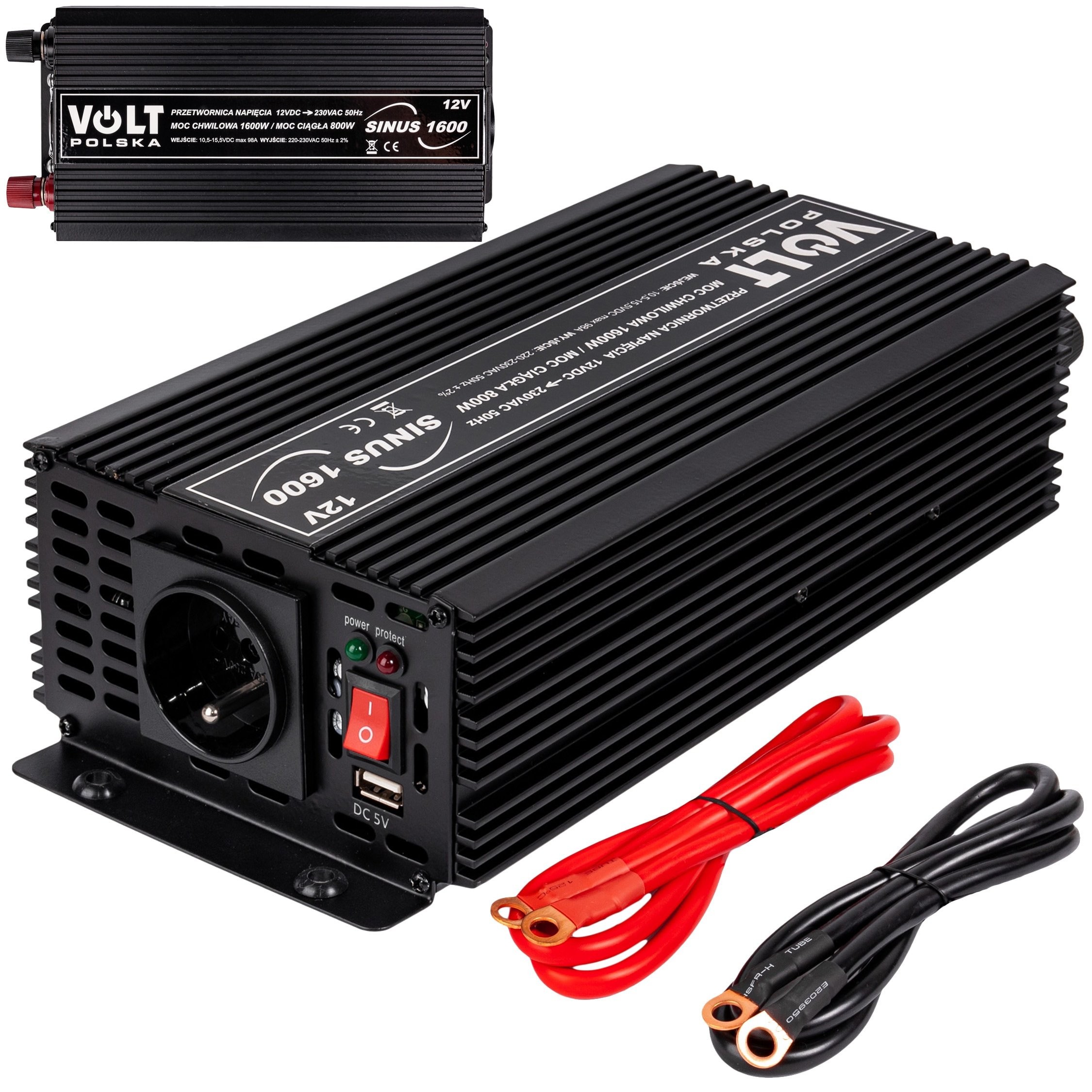 Invertor auto 12V 220V Convertor de tensiune SINUS 1600 (800 / 1600W) - 3 | YEO