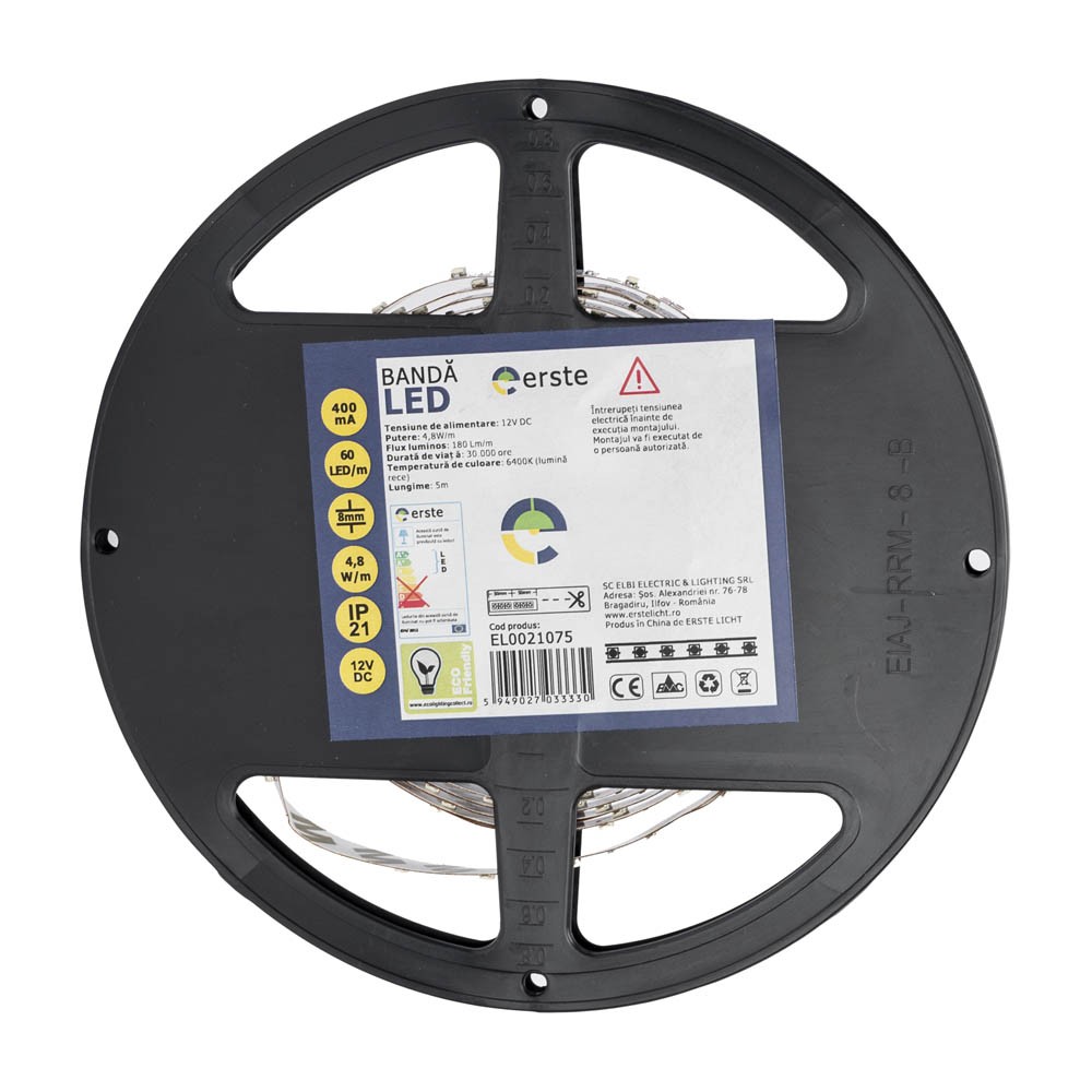 Banda LED 5x60 4.8W/m 6400K IP20 5m/Rola