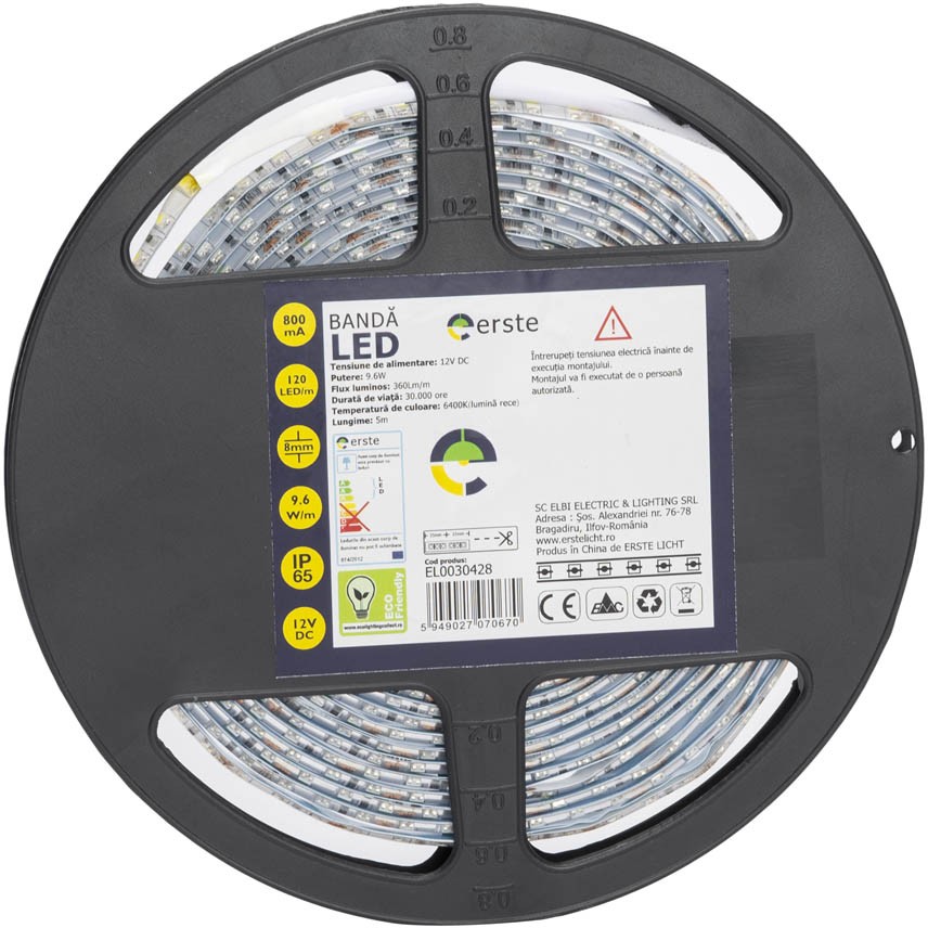 Banda LED 5x120 9.6W/m 6400K IP65 Tip LED 5m/Rola - 1 | YEO