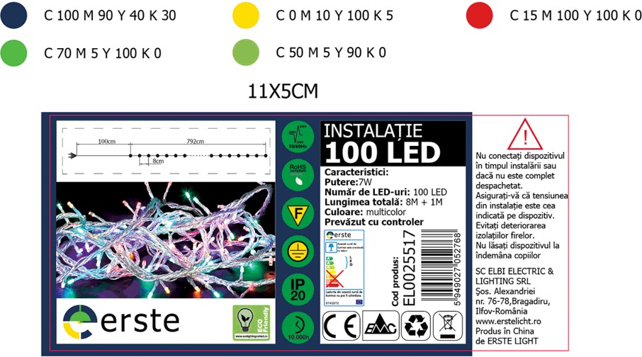 Instalatie Craciun Multicolor 100LED 8m IP20 - 1 | YEO