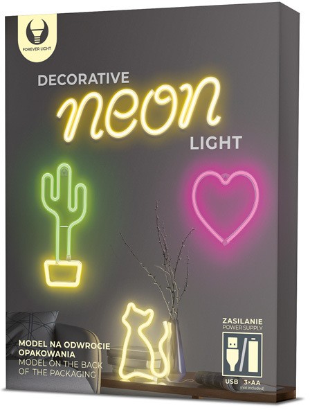 Figurina LED Neon CAT alb cald Bat + USB FLNEO3 Forever Light - 1 | YEO