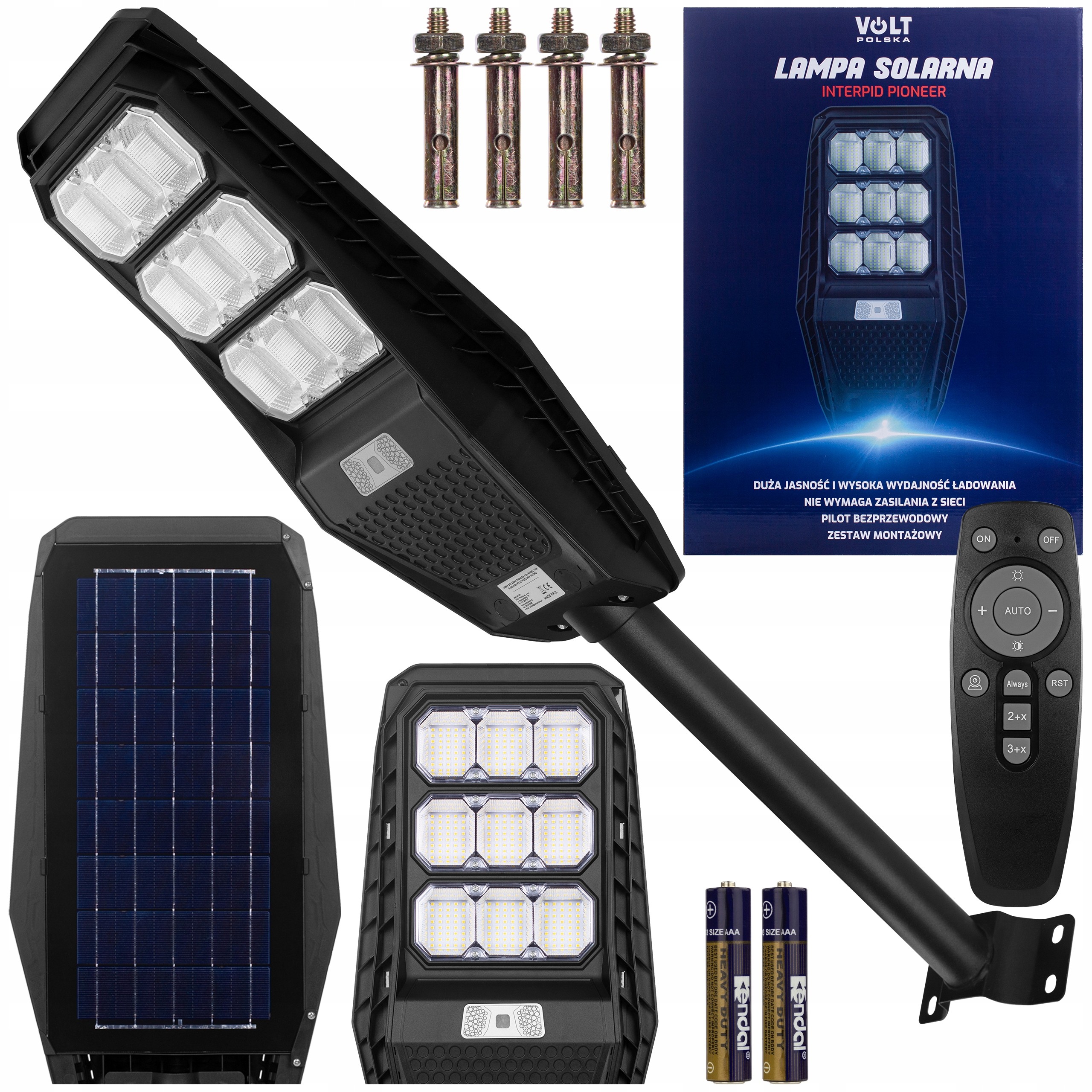 Set Lampa solara Pioneer 120W, Panou solar 10W , Acumulator 12000mAh , Telecomanda