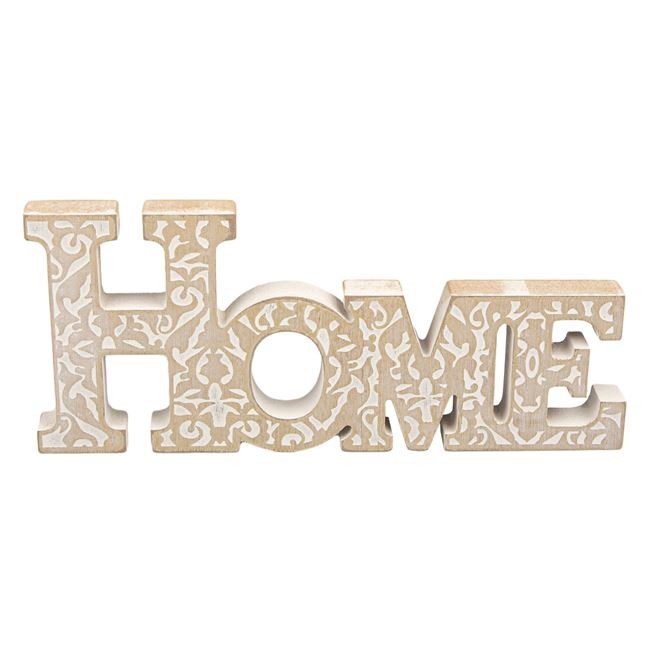 Decoratiune din lemn reliefat, HOME, 28,5x2x12 cm - 3 | YEO