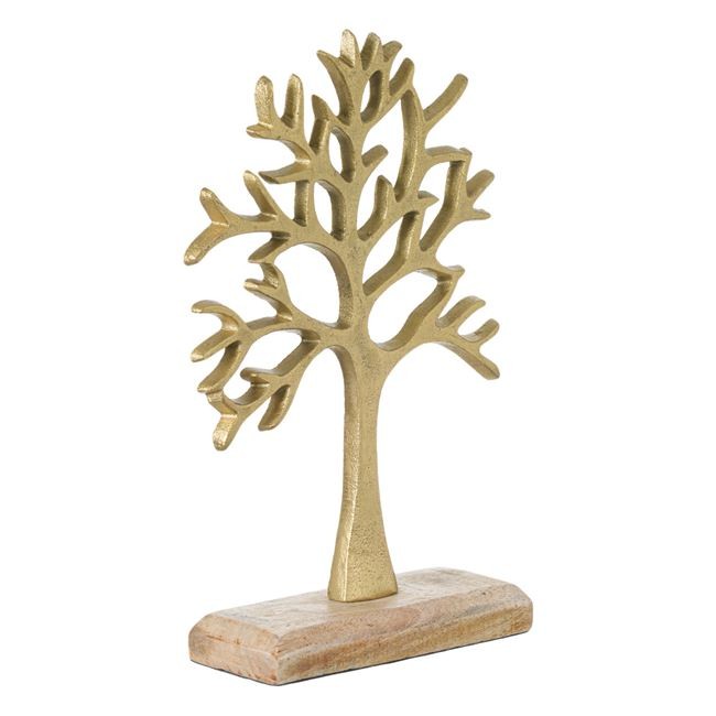 Decoratiune pentru masa din metal, Gold, Arborele Vietii 16x6x27 cm