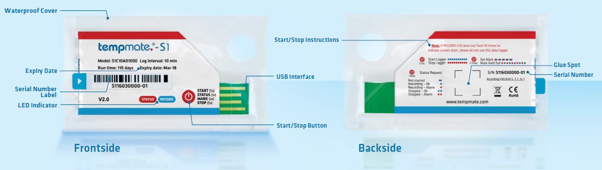 tempmate.®-S1 Single-Use Temperature Data Logger tempmateS1 TMS90CX000 - 2 | YEO