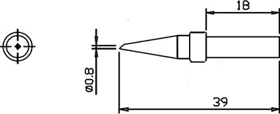 Vârf letcon statie lipit Pensol trunchi de con 0,8mm SR-621 - 1 | YEO