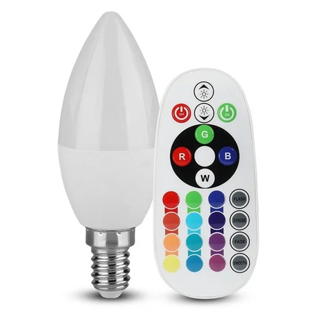 BEC LED E14 3.5W DIMABIL RGB SI 4500K + TELECOMANDA