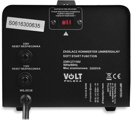 Convertor de tensiune VOLT POLSKA VP 2000 230VAC/110VAC 2000W - 1 | YEO