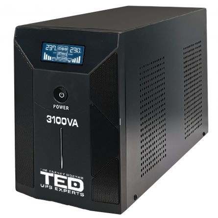 UPS 3100VA/1800W LCD Line Interactive AVR 3 schuko USB Management TED Electric TED001627 - 1 | YEO